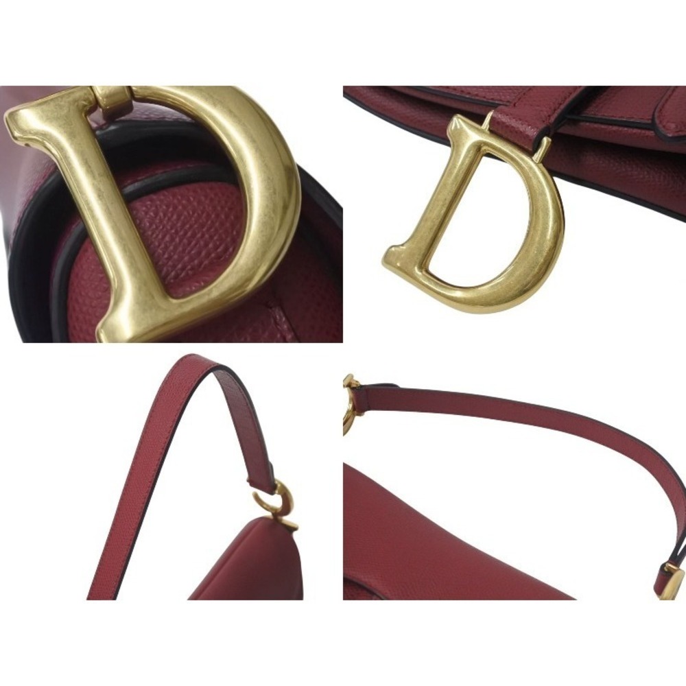 Christian Dior Saddle Bag One Shoulder Hobo leather burgundy - Picture 6 of 8